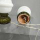 Pair Czech 1970s Milk Glass and Green Ceramic Table Lamps
