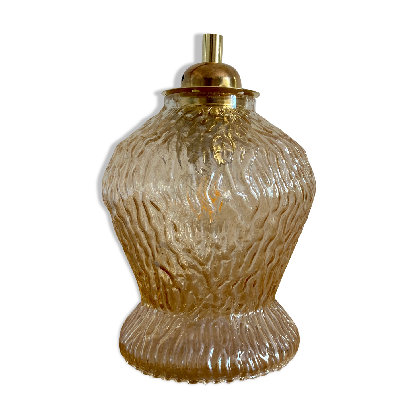 Vintage tulip lamp in amber glass