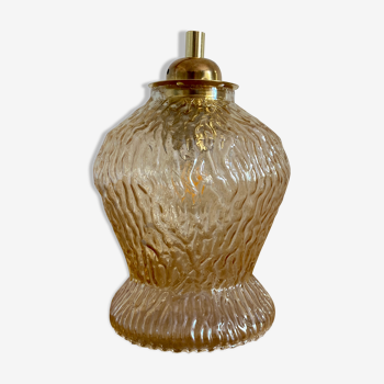 Vintage tulip lamp in amber glass