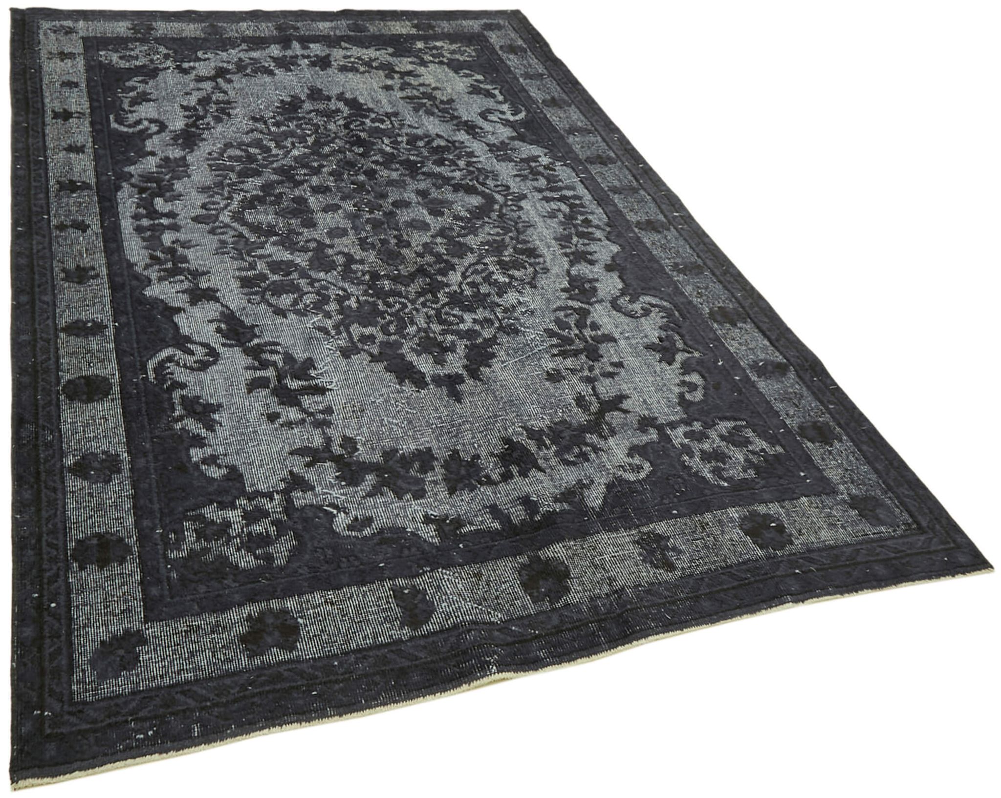 Hand-knotted antique anatolian 1970s 176 cm x 263 cm grey carpet