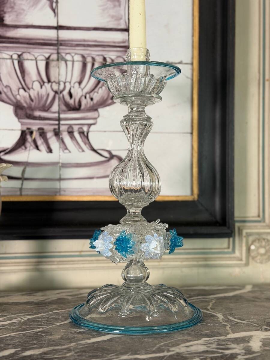 Venetian candlestick made of Murano glass, circa 1880