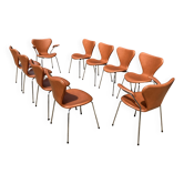 10x Fritz Hansen series 7 Vlinderstoelen in Cognac leather NIEUW!!