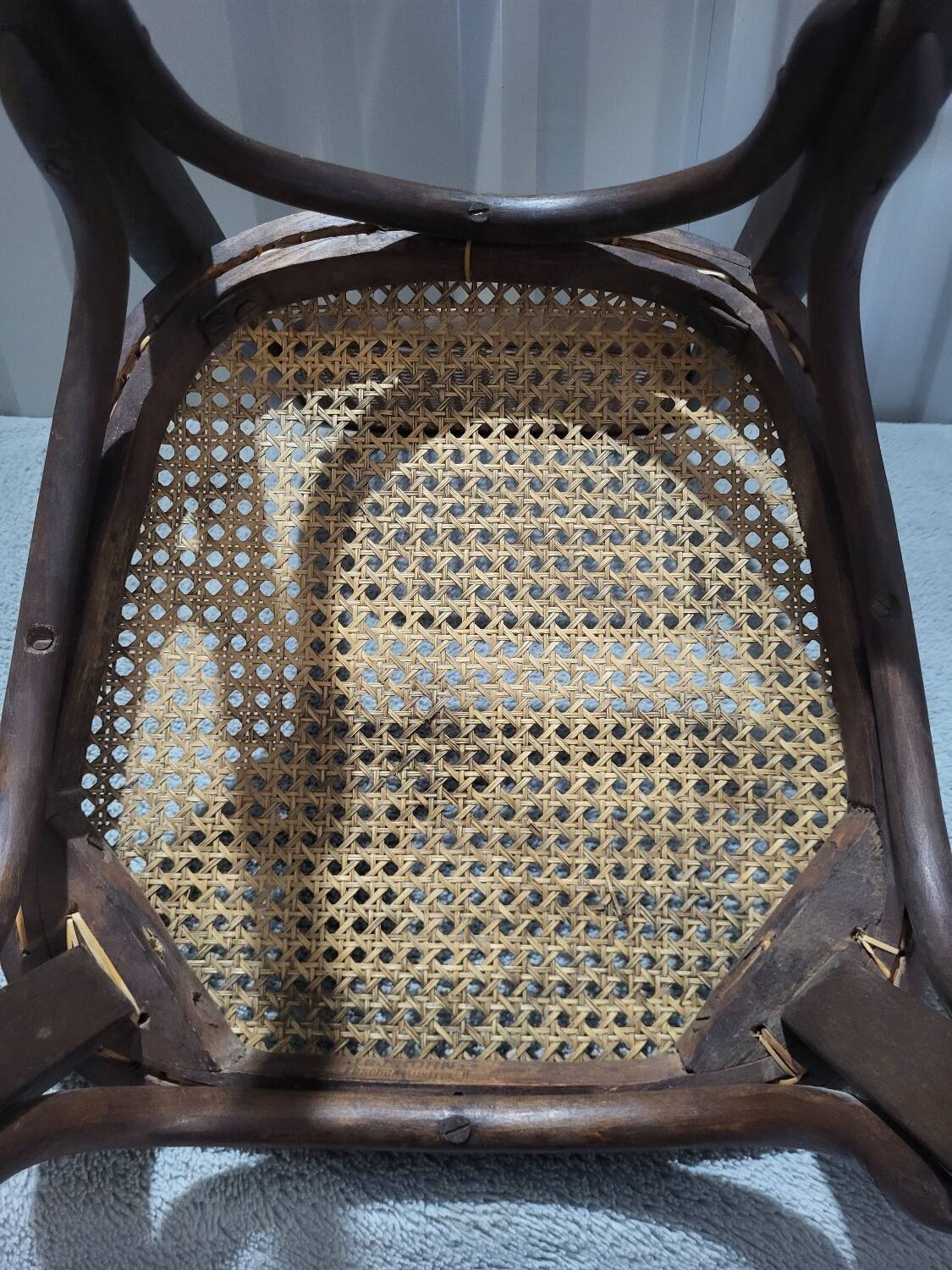 Vintage Thonet style bistro chair in cane and turned wood