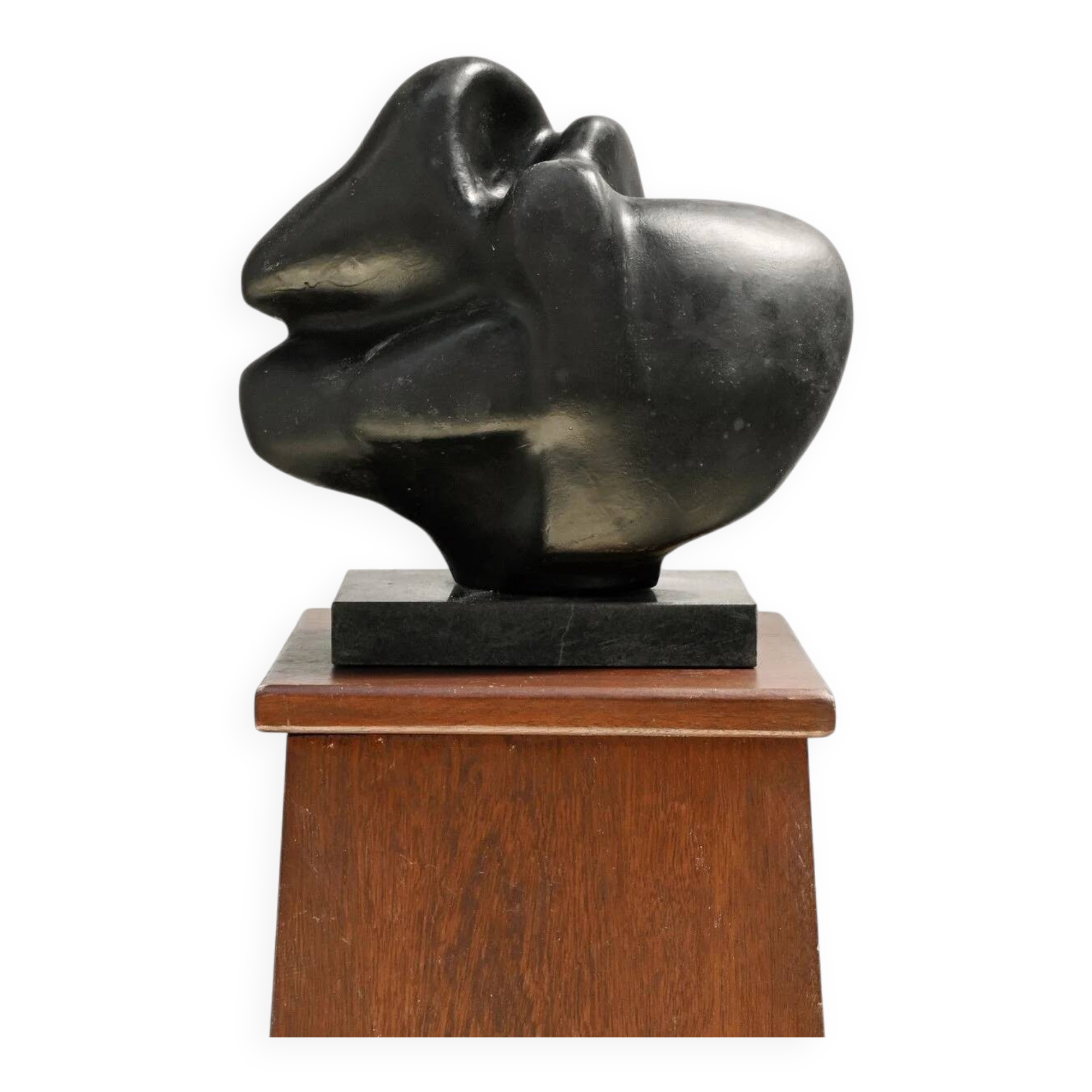 Sculpture abstraite en terre cuite noire, années 1960