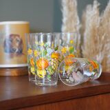 4 glasses, vintage syrup