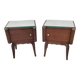 Vintage bedside table with a mirrored top, Art Deco style.