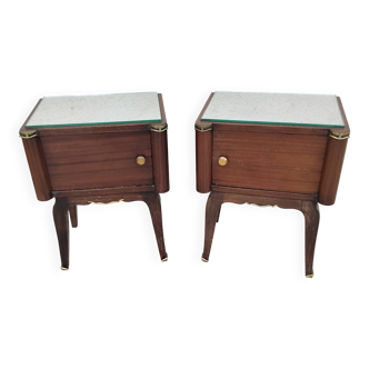 Paire de chevet vintage plateau miroir art deco
