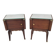 Vintage bedside table with a mirrored top, Art Deco style.