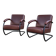 2 x dark brown / bordeaux red / weighty leather club chairs / 1980s