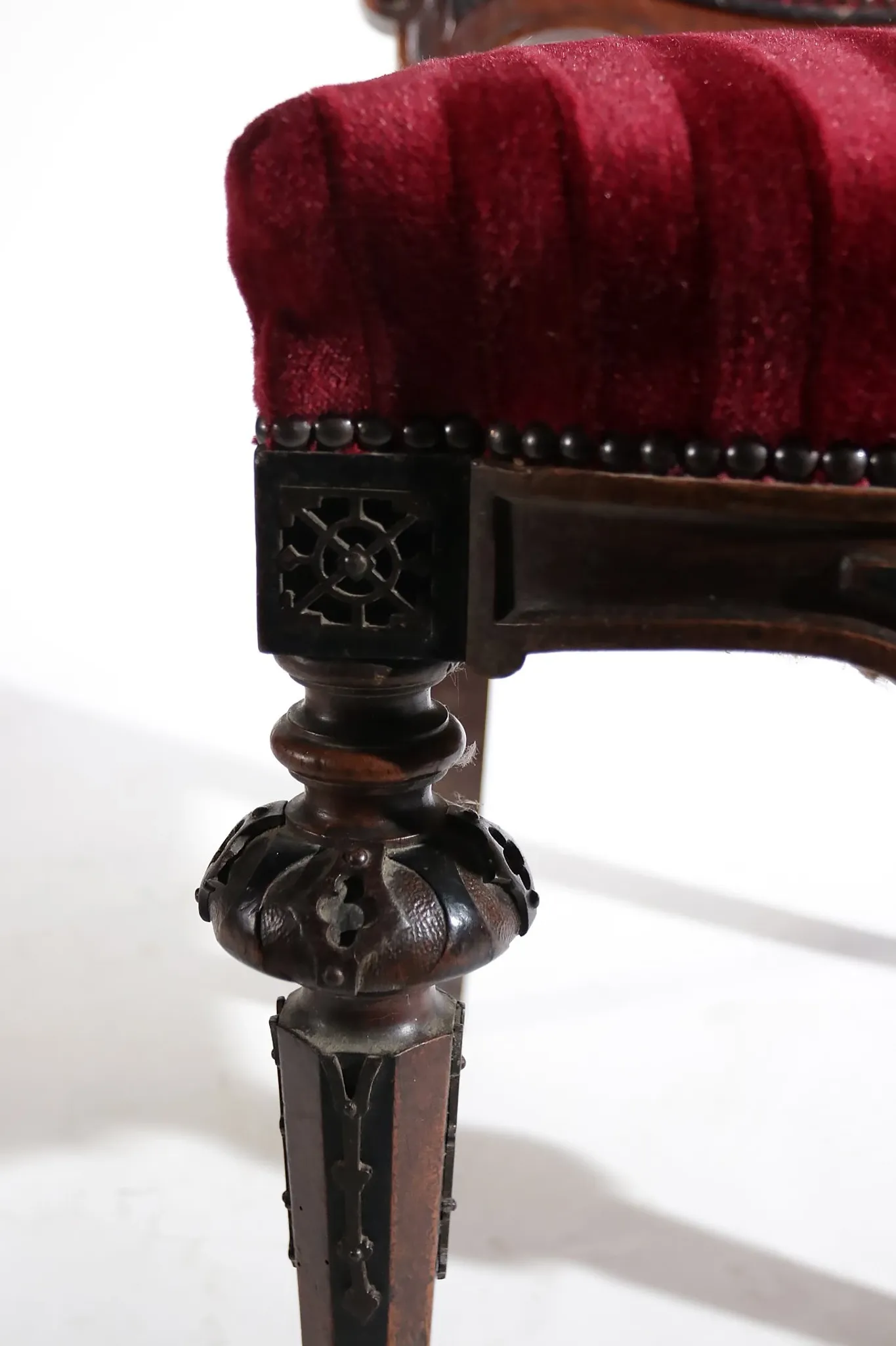 Nineteenth-century French carved chair with red velvet