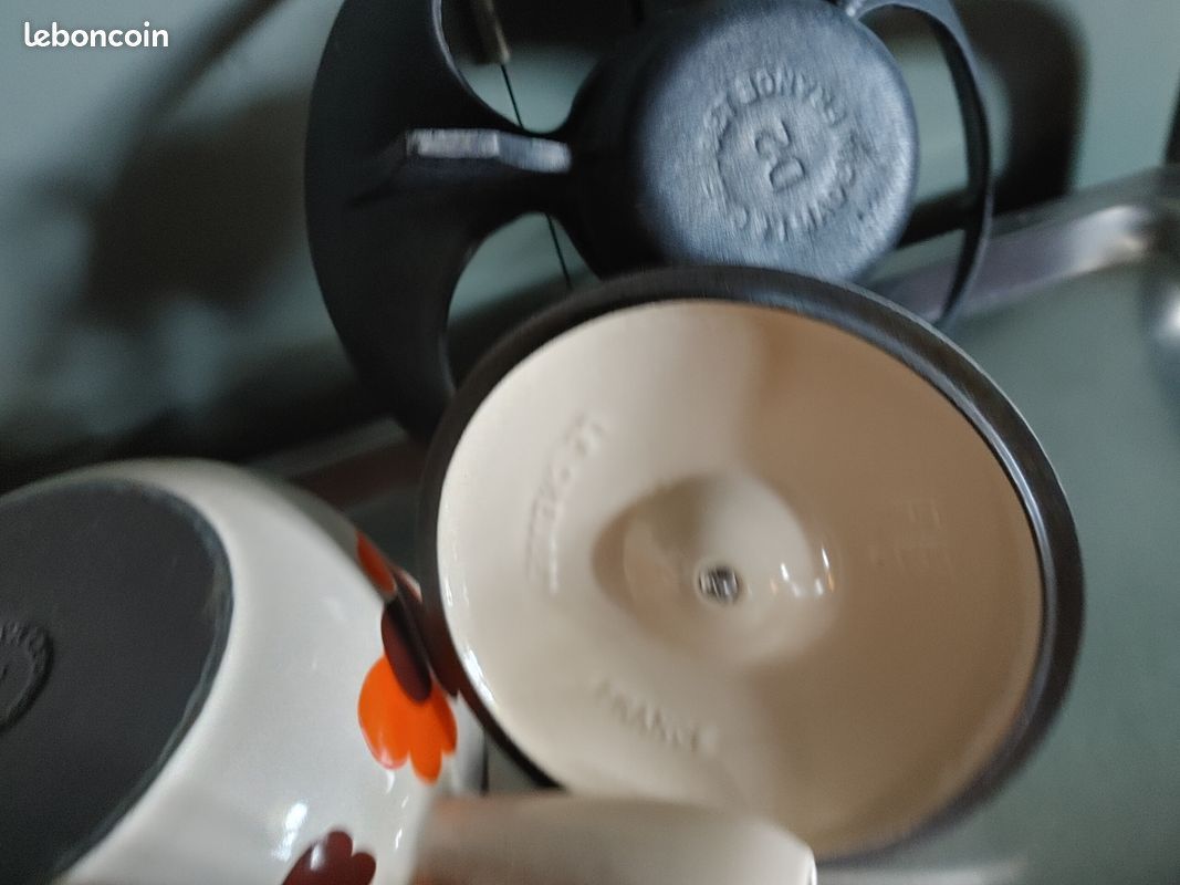 Complete fondue set from the 70's in cast iron - le creuset