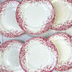 6 flat plates red iron earth longwy "reeds"
