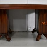 Rectangular table in solid mahogany and plated 1930/1940
