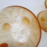 Centerpiece with 12 cups, opalescent glass, Sabino France 1930