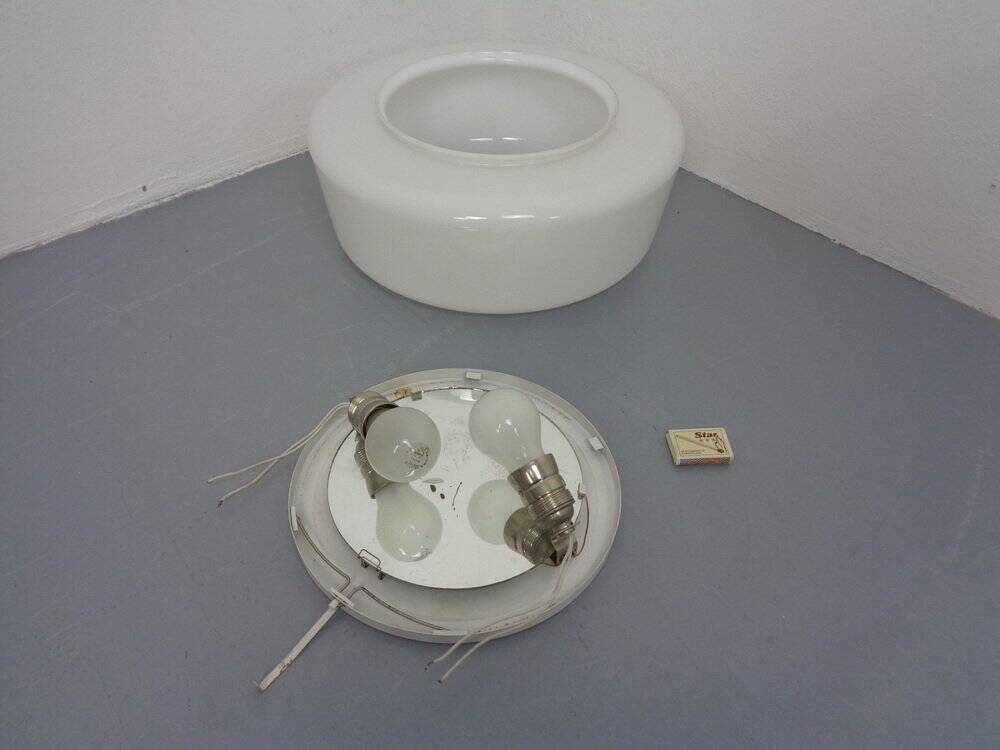 Large Bauhaus Opal Glass Ceiling Lamp by Zeiss Ikon, 1930s