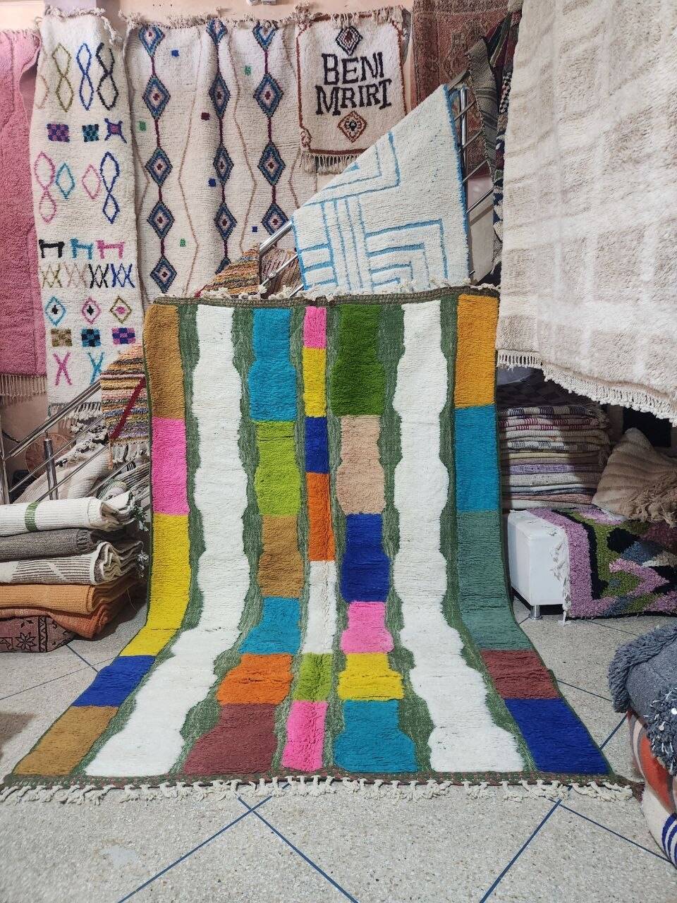 Large multicoloured Beni Ouarain rug 300x200 cm – Handmade wool