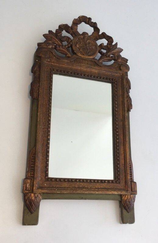 Louis XVI style mirror in patinated and gilded wood