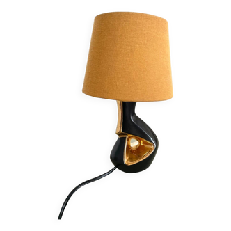 Lampe vintage années 50 céramique noir et or