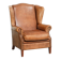 Sheepskin wingback armchair in a light cognac colour in English style