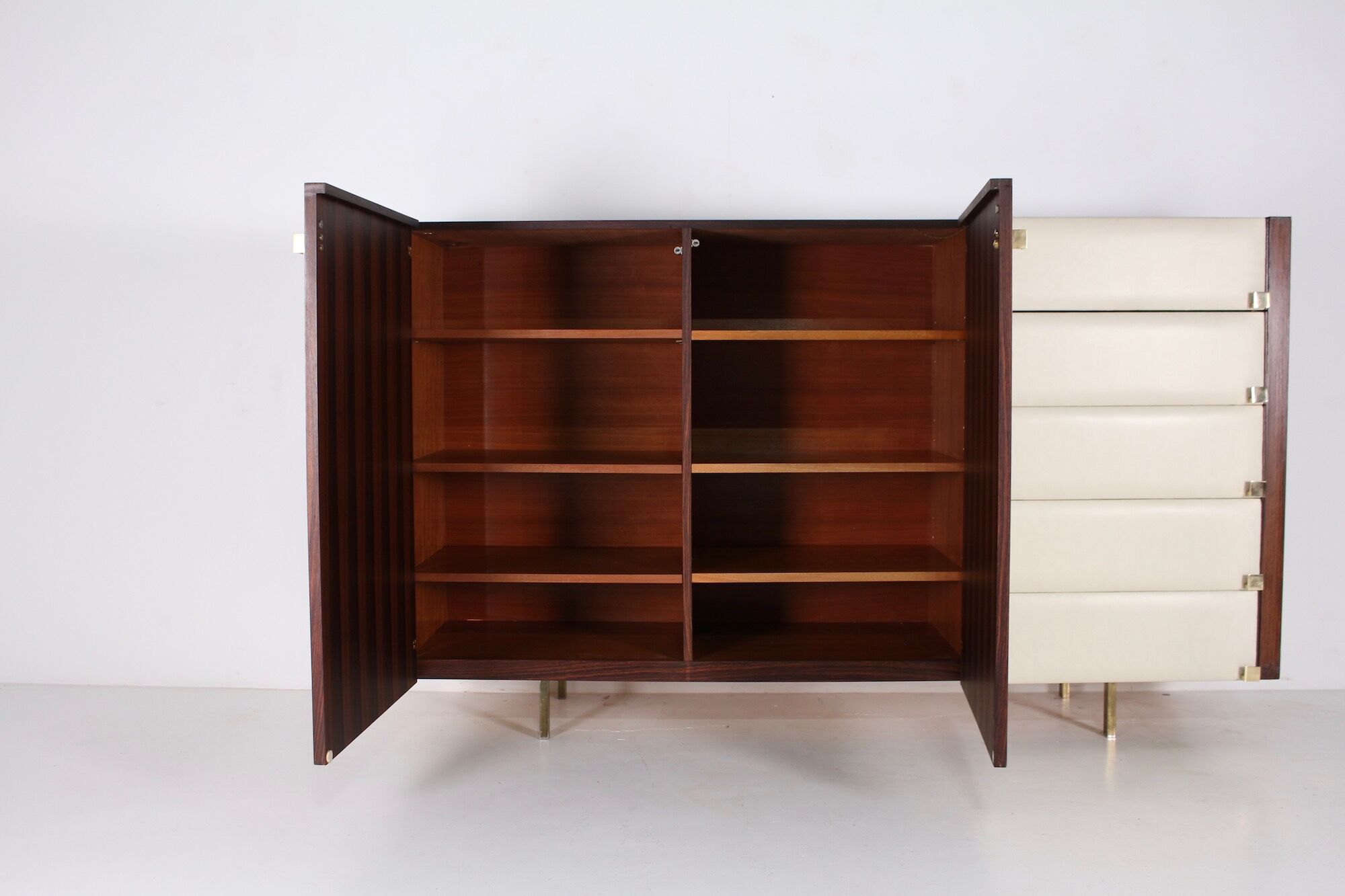 Rosewood and brass buffet by Roger Landault for Regy