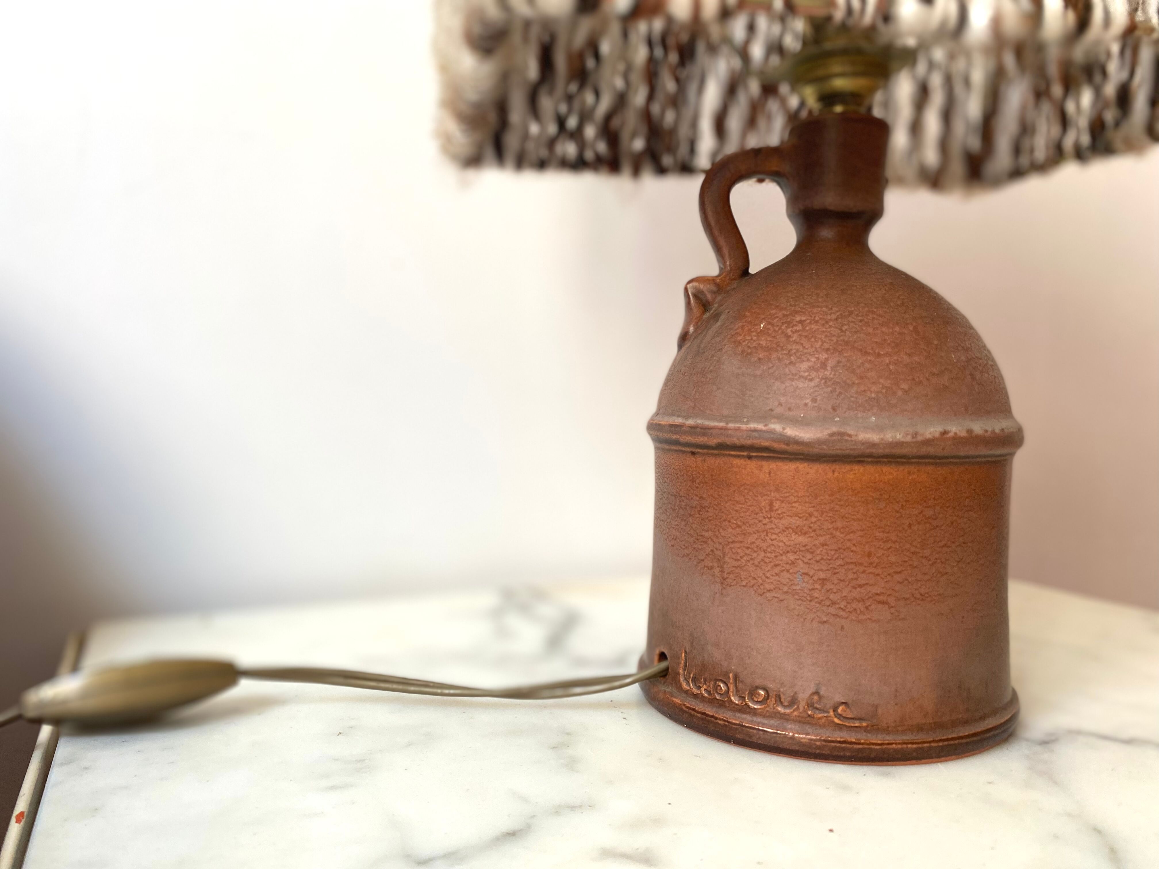 Living room lamp bedside pottery Ludovic and wool 50s vintage