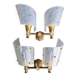 Pair of plastic and brass wall lights from the 60s/70s