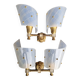 Pair of plastic and brass wall lights from the 60s/70s.