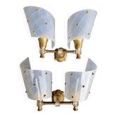 Pair of plastic and brass wall lights from the 60s/70s.