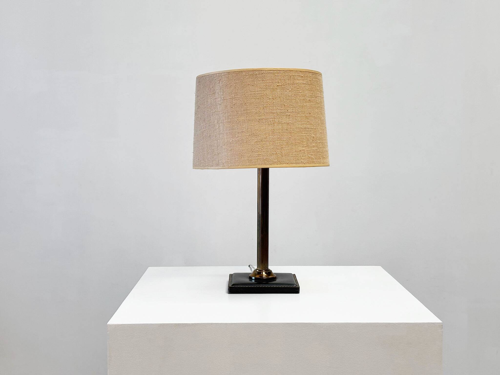 Black leather table lamp