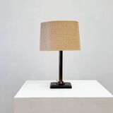Black leather table lamp