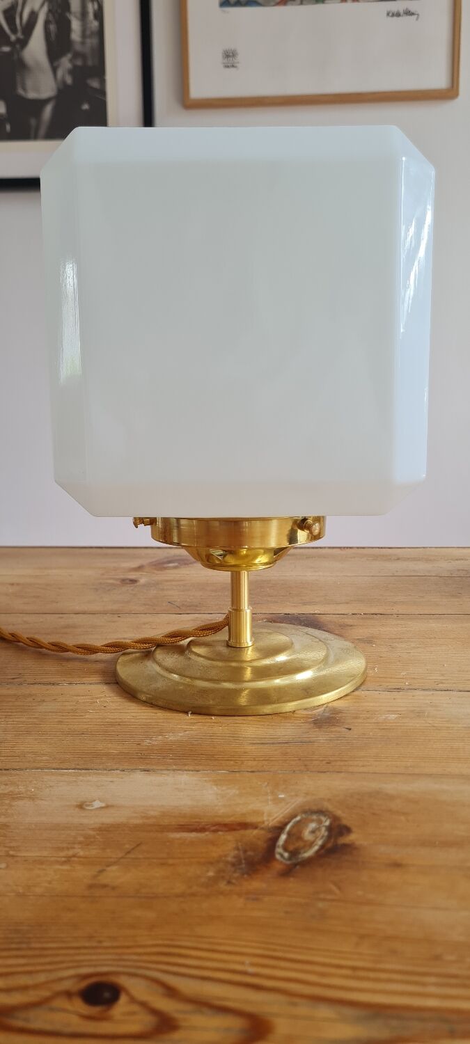 Opal glass table lamp