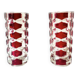 Pair of vintage Windsor Ruby vases - JG Durand for Luminarc
