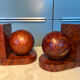Art Deco pair of bookends in thuya burl.