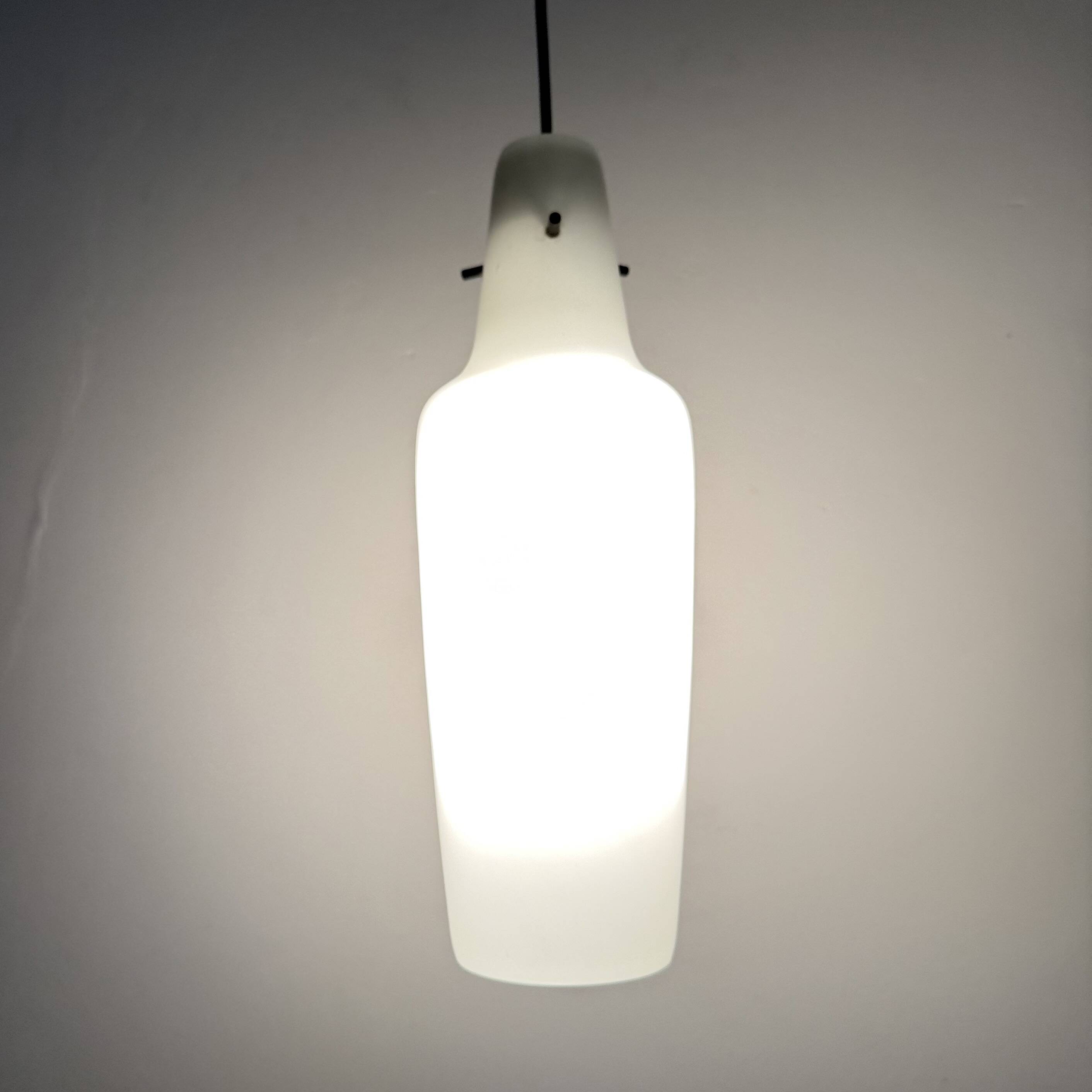 Mid-century grey glass pendant hanging lamp , 1960s Scandinavian
