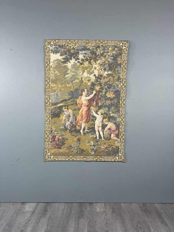 Tapisserie décorative de style Aubusson, Scène pastorale aux putti