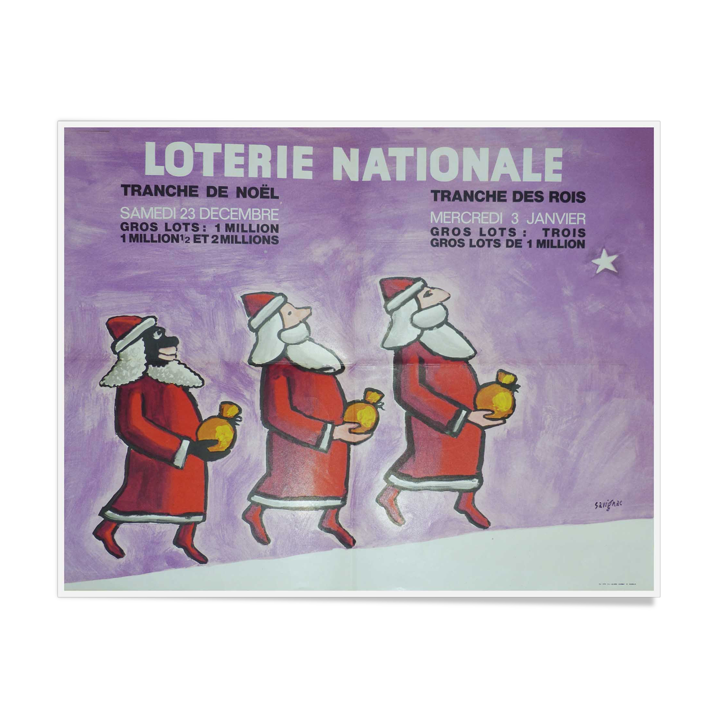 Original poster Savignac Loterie Nationale les rois mages 1972