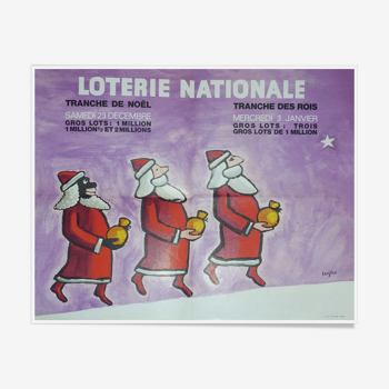 Affiche originale Savignac Loterie Nationale les rois mages 1972