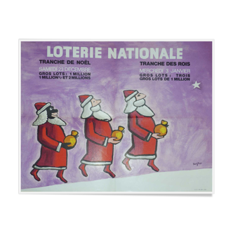 Affiche originale Savignac Loterie Nationale les rois mages 1972