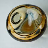 Cendrier Sommerso marron et bleu par Seguso, verre de Murano, Italie, 1970