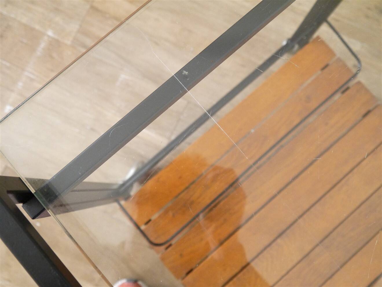 Modernist sideboard in metal, wood, and glass 1960