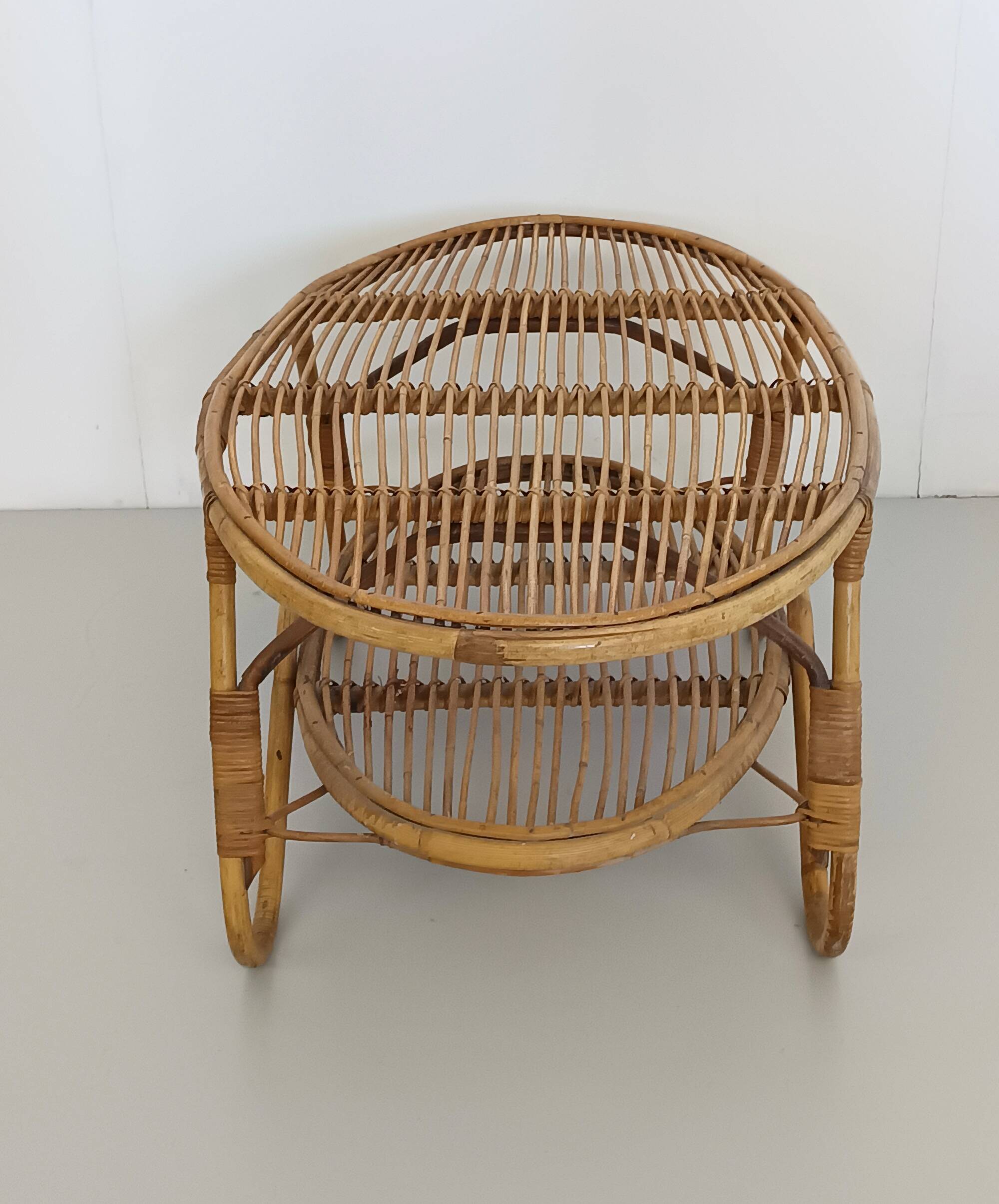 Oval Wicker Coffee Table with Lower Shelf