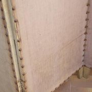 Paravent ancien 4 feuilles bois et tissu