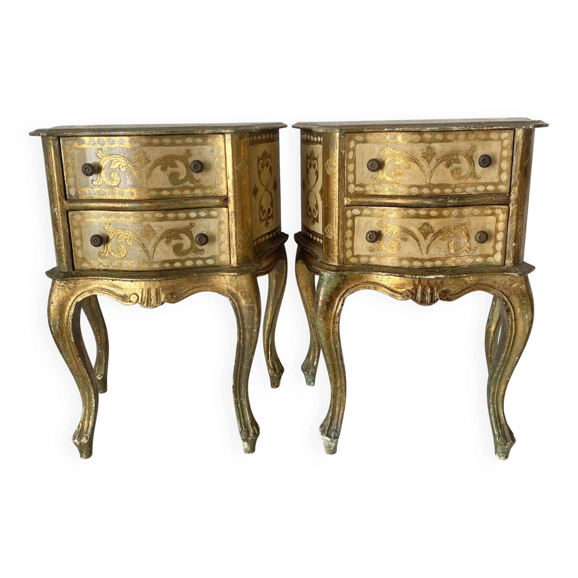 Pair of Italian Venetian-style bedside tables