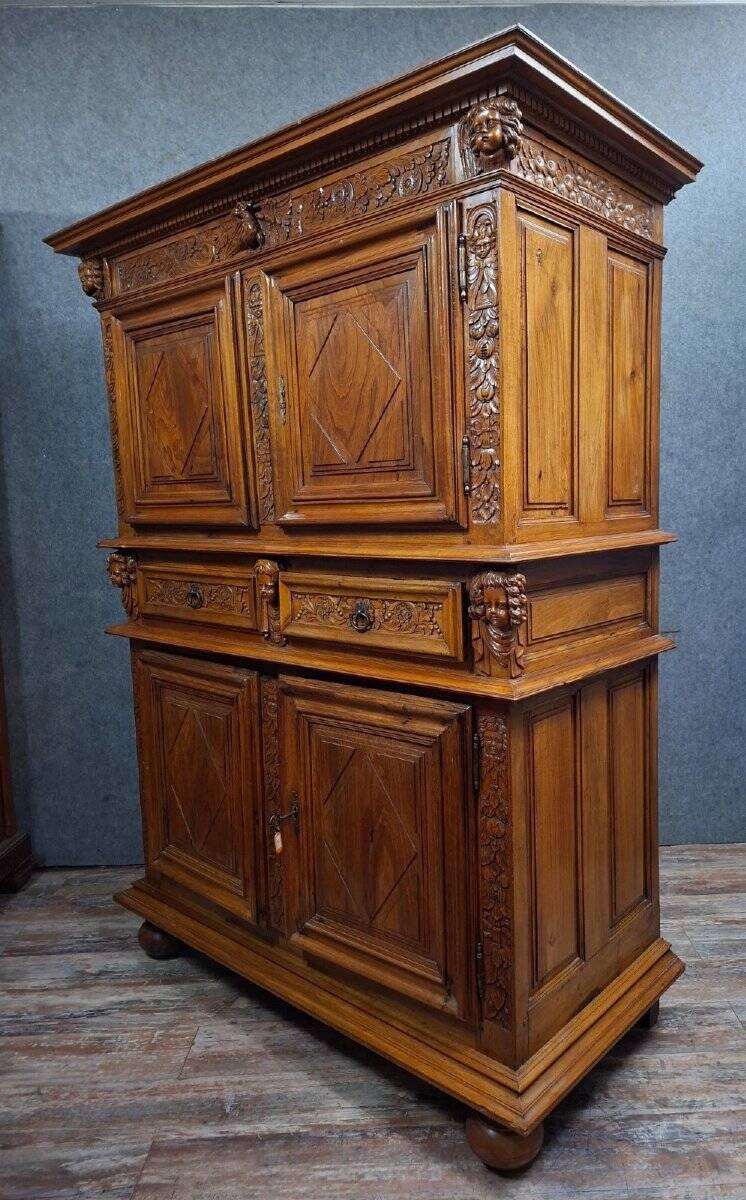 buffet with two richly carved walnut bodies – Renaissance style – 19th century