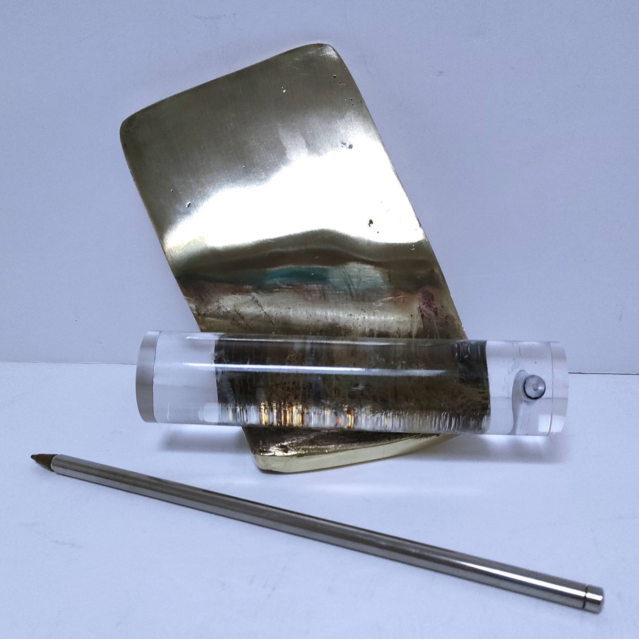 Bronze glass pen holder sculptural design