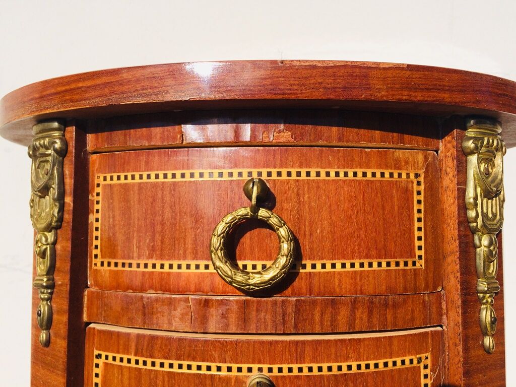 Console - table pedestal table marquetry style louis xv