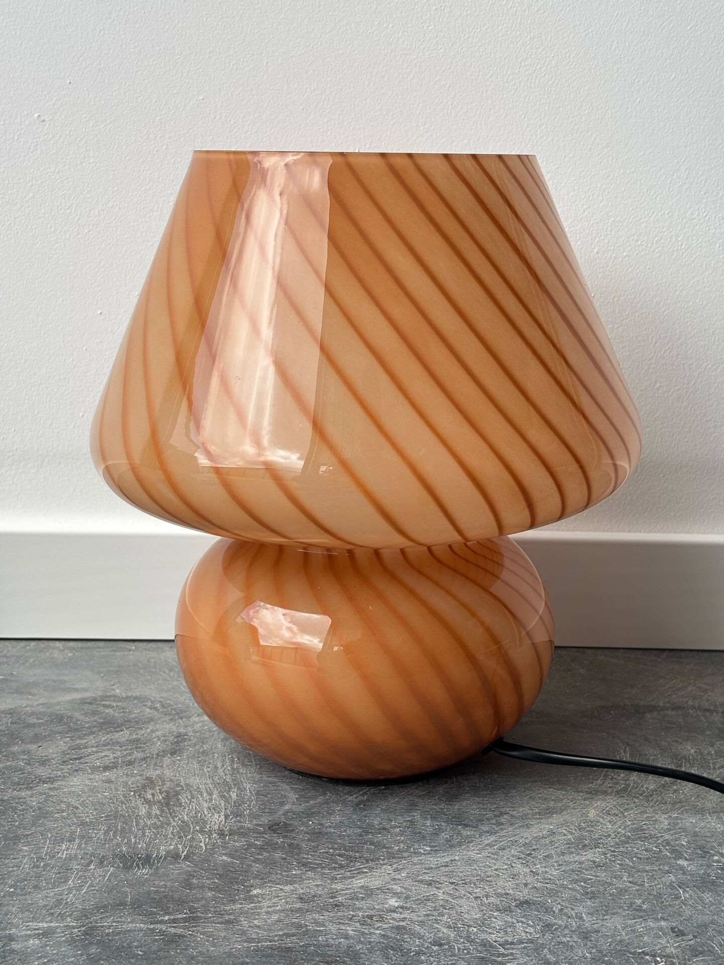 Pair of blown glass bedside lamps, Murano style, 1980s