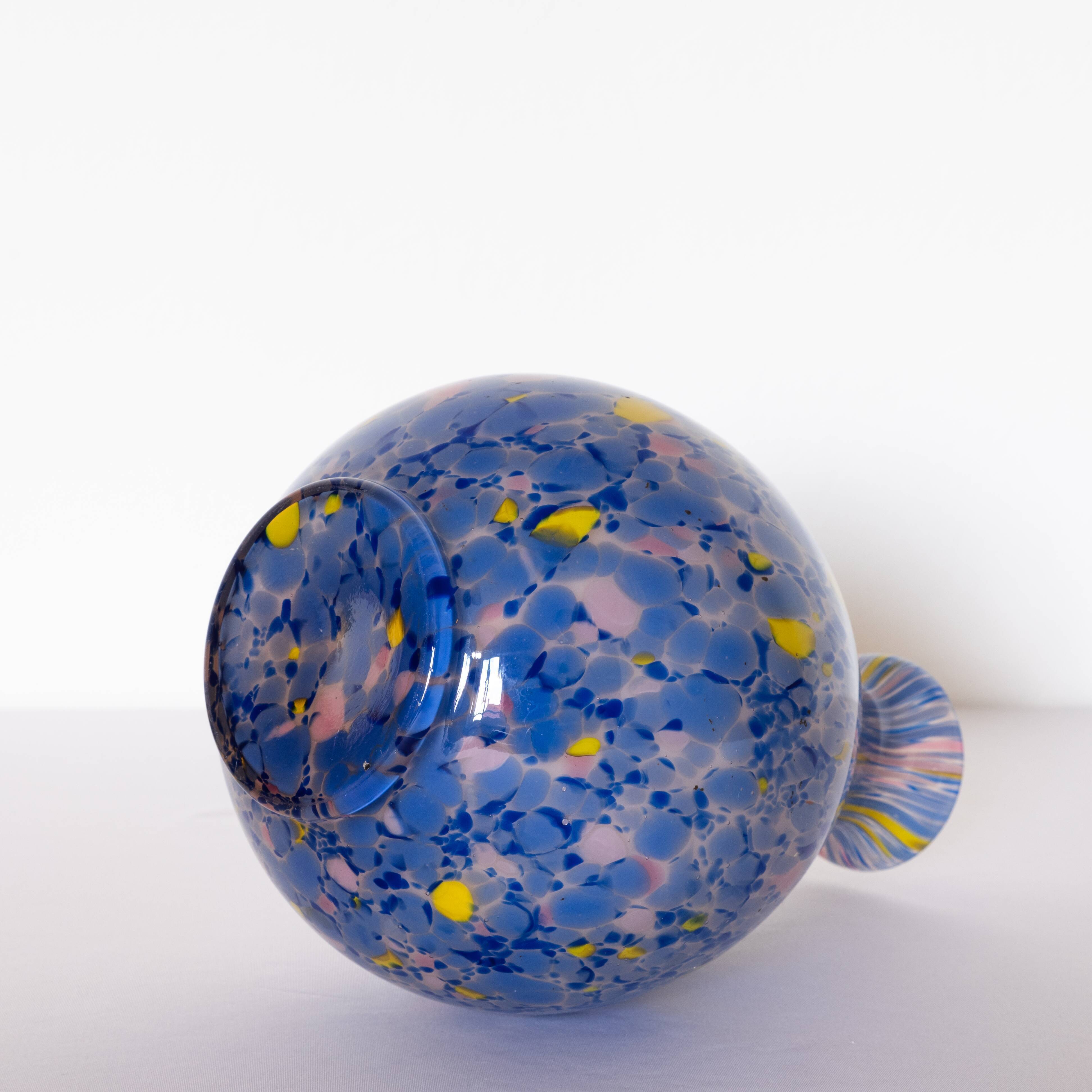 Blue and yellow murano vase