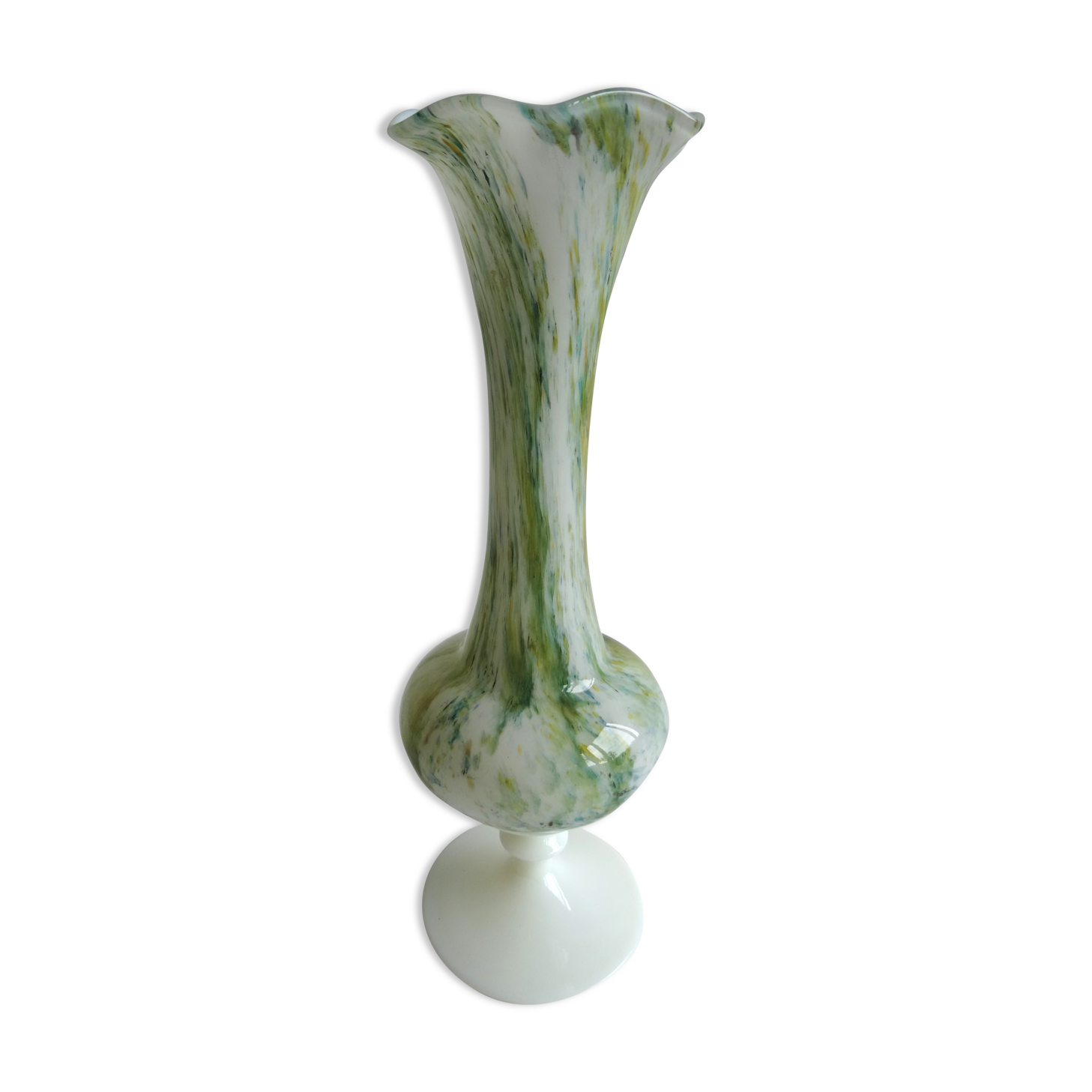 Vase en opaline vert et blanc