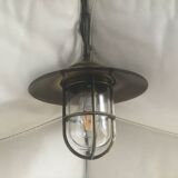 Patinated brass light fixture